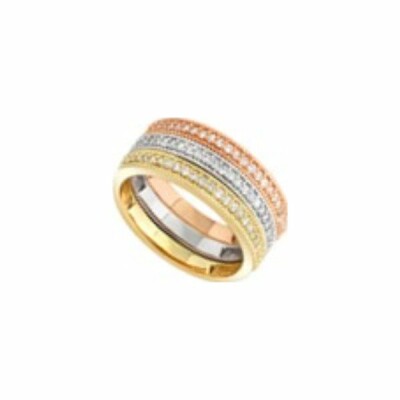 Bague joaillière en or blanc, or jaune, or rose et diamants de 0.45ct