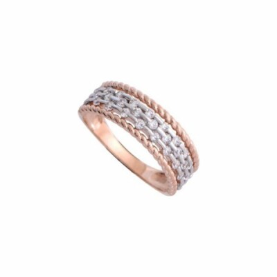 Bague joaillière en or blanc, or rose et diamants de 0.45ct