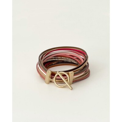Bracelet FlowersforZoé STARSKY en acier doré et cuir, T1