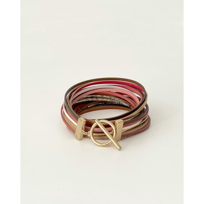 Bracelet FlowersforZoé STARSKY en acier doré et cuir, T2