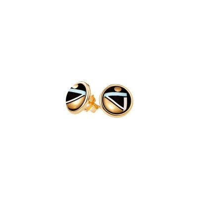 Boucles d'oreilles Cabochon FREYWILLE Hommage à Sophie Taeuber-Arp en email et plaqué or