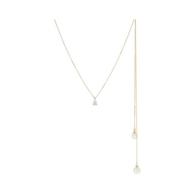 Bijou de dos Zag Alise en acier doré, oxyde de zirconium et perle de culture