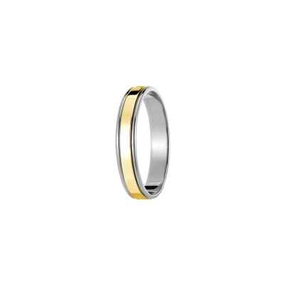 Alliance Jules et Louise en or blanc et or jaune, largeur 3.8mm