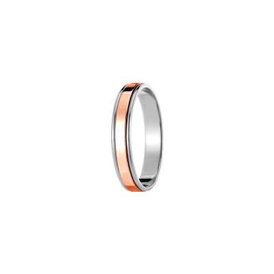 Alliance Jules et Louise en or blanc et or rose, largeur 3.8mm