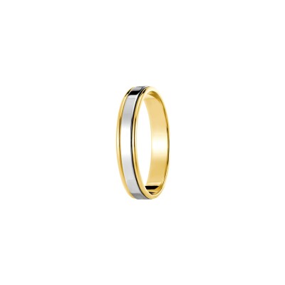 Alliance Jules et Louise en or jaune et or blanc, largeur 3.8mm