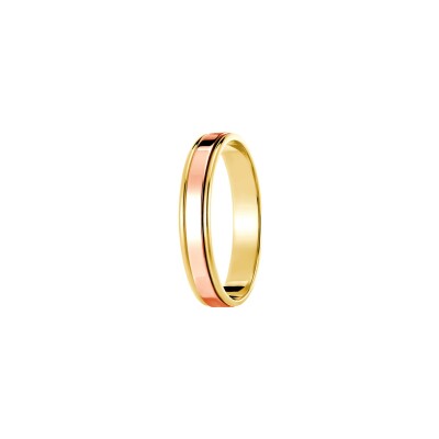 Alliance Jules et Louise en or jaune et or rose, largeur 3.8mm