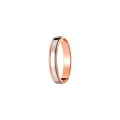 Alliance Jules et Louise en or rose et or blanc, largeur 3.8mm