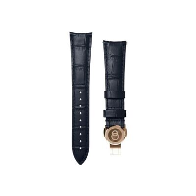 BeauBleu blue leather watch strap with rose gold clasp 20x16mm