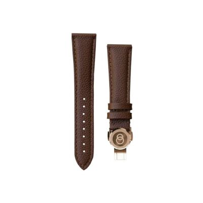 BeauBleu cognac leather watch strap with rose gold clasp 20x16mm
