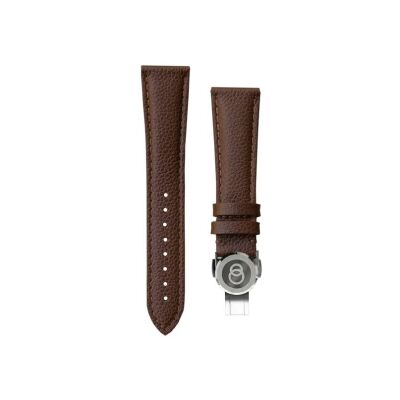 BeauBleu cognac leather watch strap with steel clasp 20x16mm