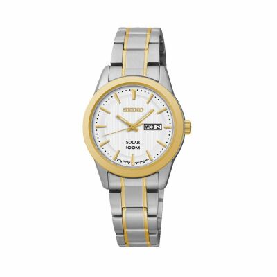 Montre Seiko Classique Dame  Quartz solaire 3 aiguilles / jour / date SUT162P1