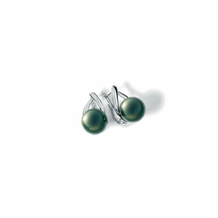 Boucles d'oreilles Iza B Canopée en argent rhodié et perles de Tahiti