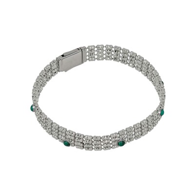 Bracelet Desmos Fancy en argent et malachite, 18 cm