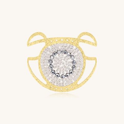 Manchette Sàntibé Bijoux Alba en laiton, métal doré et perles argent