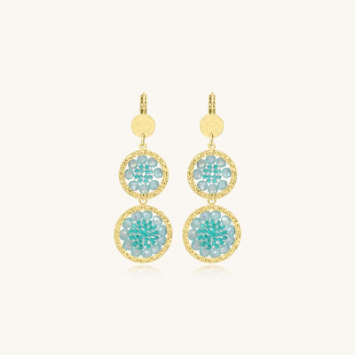 Boucles d'oreilles Sàntibé Bijoux Alba en laiton, métal doré et perles crystalline