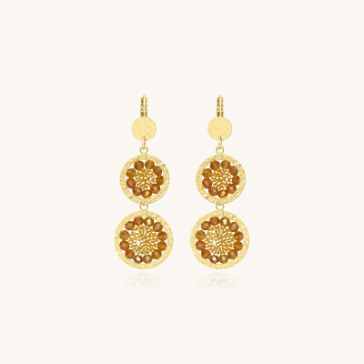 Boucles d'oreilles Sàntibé Bijoux Alba en laiton, métal doré et perles doré