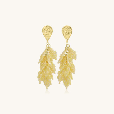 Boucles d'oreilles Sàntibé Bijoux Alize en laiton, métal doré et perles camomille