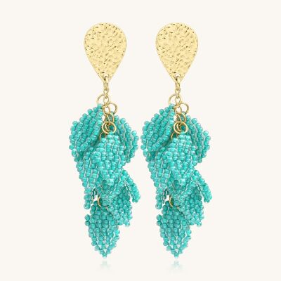 Boucles d'oreilles Sàntibé Bijoux Alize en laiton, métal doré et perles crystalline