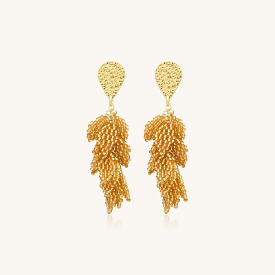 Boucles d'oreilles Sàntibé Bijoux Alize en laiton, métal doré et perles doré