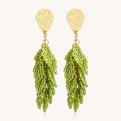 Boucles d'oreilles Sàntibé Bijoux Alize en laiton, métal doré et perles lemon