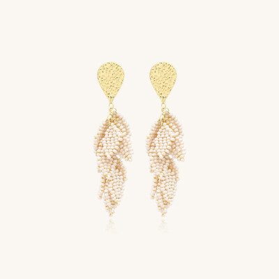Boucles d'oreilles Sàntibé Bijoux Alize en laiton, métal doré et perles sable