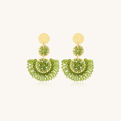 Boucles d'oreilles Sàntibé Bijoux Cancun en laiton, métal doré et perles lemon