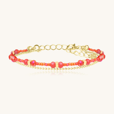 Bracelet Sàntibé Bijoux Divine en laiton, métal doré et perles corail