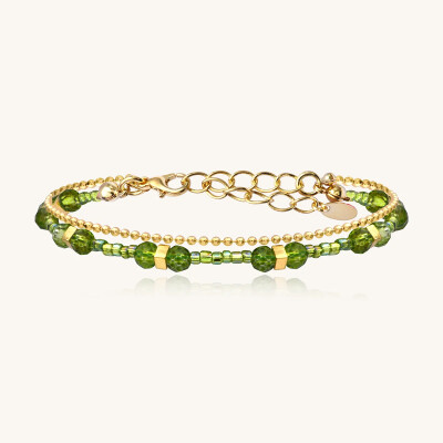 Bracelet Sàntibé Bijoux Divine en laiton, métal doré et perles lemon
