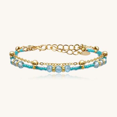 Bracelet Sàntibé Bijoux Divine en laiton, métal doré et perles crystalline