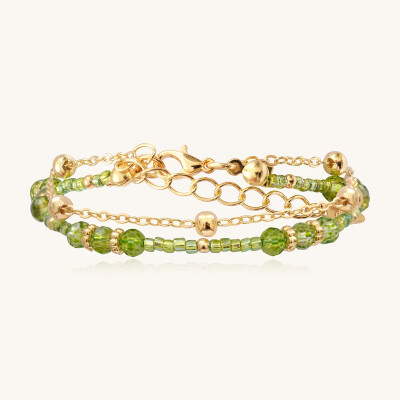 Bracelet Sàntibé Bijoux Divine en laiton, métal doré et perles lemon