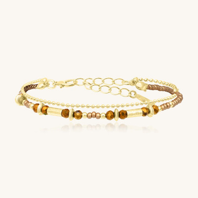 Bracelet Sàntibé Bijoux Divine en laiton, métal doré et perles champagne