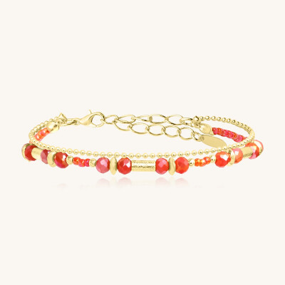 Bracelet Sàntibé Bijoux Divine en laiton, métal doré et perles corail