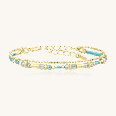 Bracelet Sàntibé Bijoux Divine en laiton, métal doré et perles crystalline