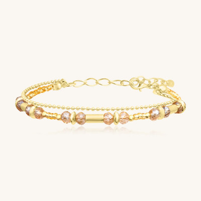 Bracelet Sàntibé Bijoux Divine en laiton, métal doré et perles doré