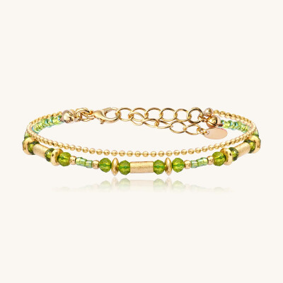 Bracelet Sàntibé Bijoux Divine en laiton, métal doré et perles lemon