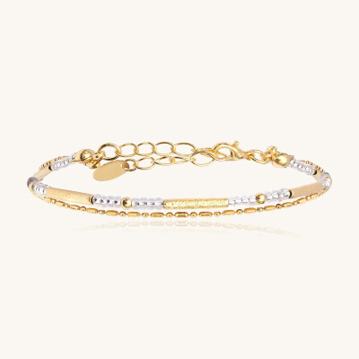 Bracelet Sàntibé Bijoux Divine en laiton, métal doré et perles argent