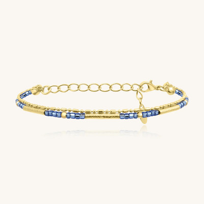 Bracelet Sàntibé Bijoux Divine en laiton, métal doré et perles céleste