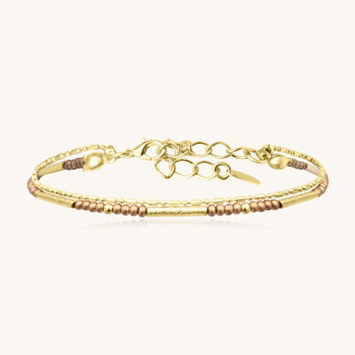 Bracelet Sàntibé Bijoux Divine en laiton, métal doré et perles champagne