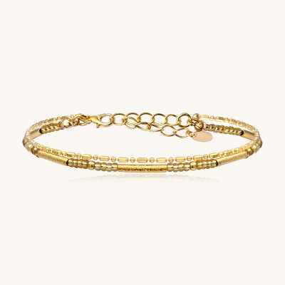 Bracelet Sàntibé Bijoux Divine en laiton, métal doré et perles doré