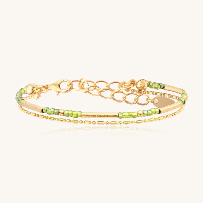 Bracelet Sàntibé Bijoux Divine en laiton, métal doré et perles lemon