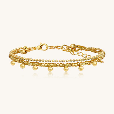 Bracelet Sàntibé Bijoux Divine en laiton, métal doré et perles doré