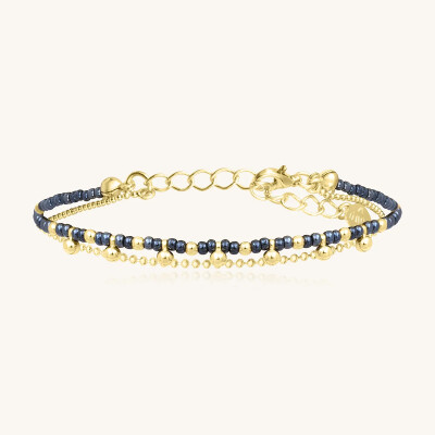 Bracelet Sàntibé Bijoux Divine en laiton, métal doré et perles gris