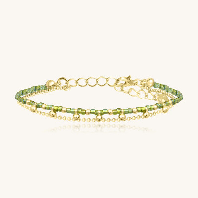 Bracelet Sàntibé Bijoux Divine en laiton, métal doré et perles lemon