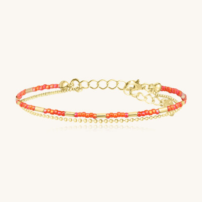 Bracelet Sàntibé Bijoux Divine en laiton, métal doré et perles corail