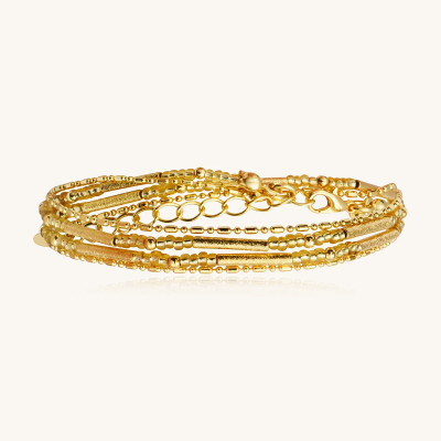 Bracelet Sàntibé Bijoux Divine en laiton, métal doré et perles doré