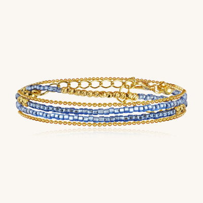 Bracelet Sàntibé Bijoux Divine en laiton, métal doré et perles céleste