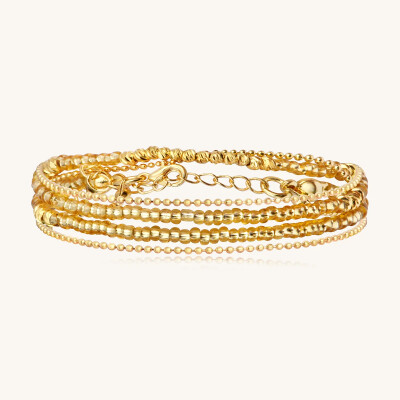 Bracelet Sàntibé Bijoux Divine en laiton, métal doré et perles doré