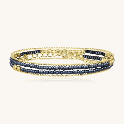 Bracelet Sàntibé Bijoux Divine en laiton, métal doré et perles gris