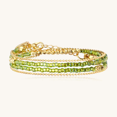Bracelet Sàntibé Bijoux Divine en laiton, métal doré et perles lemon