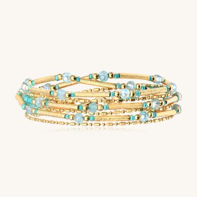 Collier-bracelet Sàntibé Bijoux Divine en laiton, métal doré et perles crystalline